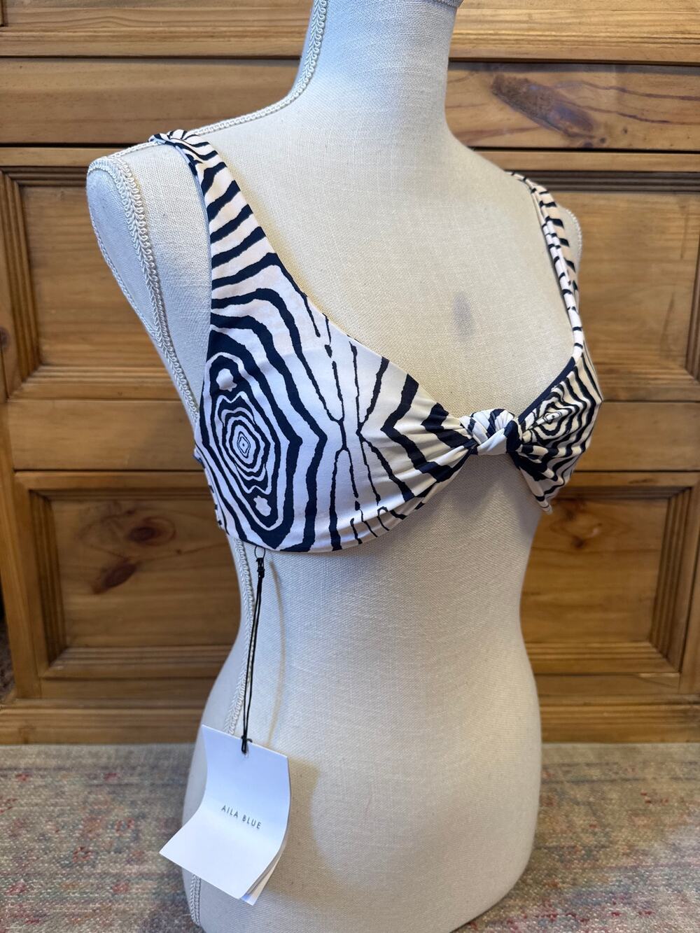 Aila Blue Sterling Tiger Skin Bikini Top Large